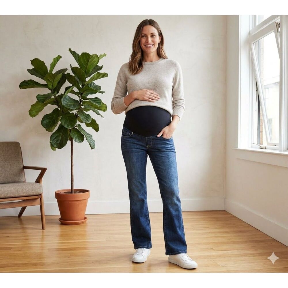 Paige Fallbrook Maternity Jeans Womens 25 Blue Bootcut Stretch Denim Style 91029